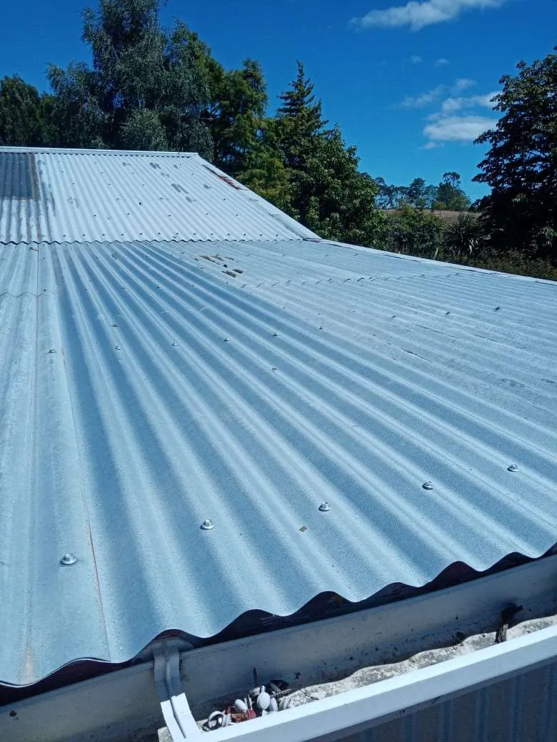 A newly installed corrugated roof on a Tasman property